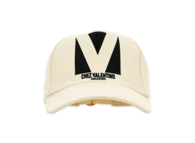 Valentino Cotton Baseball Cap "Ivory/White"