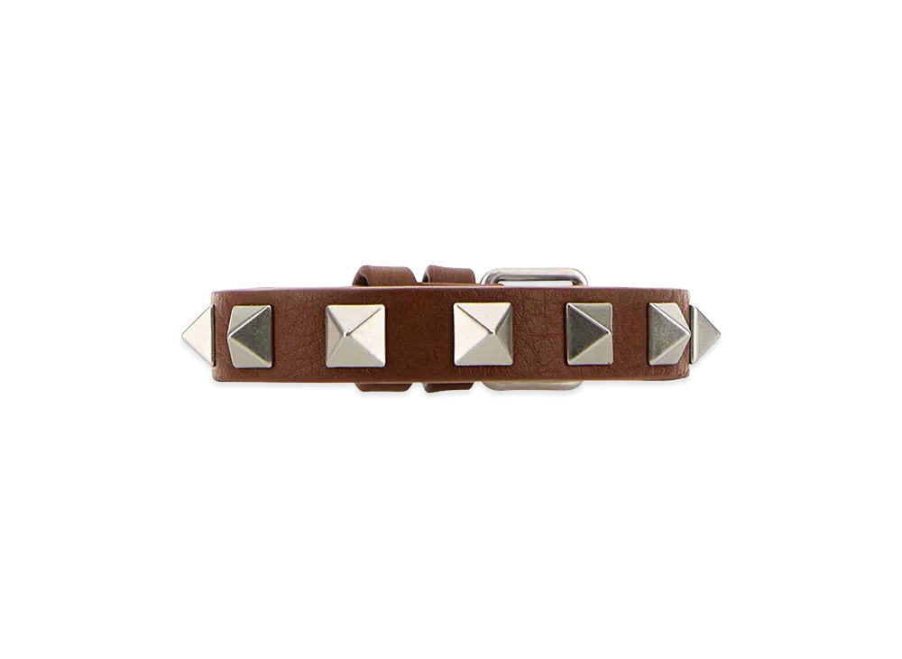Valentino Leather Rockstud Bracelet "Caramel/Beige"