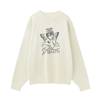 X-Girl Angel Jacquard Knit Top "Off White"