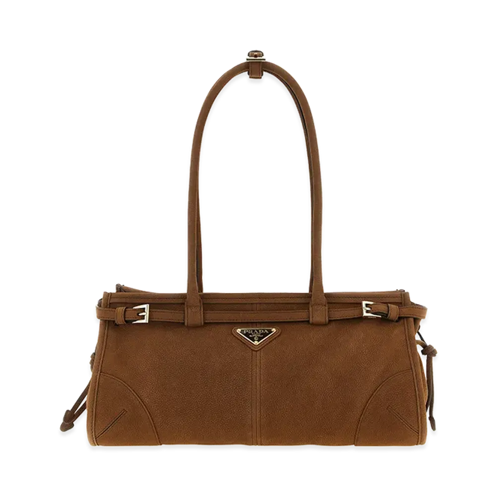 PRADA Wonen's Nabuk Bonnie Shoulder Bag "Brown"