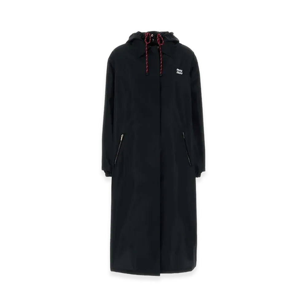 MIU MIU Women's Polyester Overcoat "Midnight Blue"