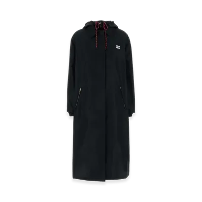 MIU MIU Women's Polyester Overcoat "Midnight Blue"