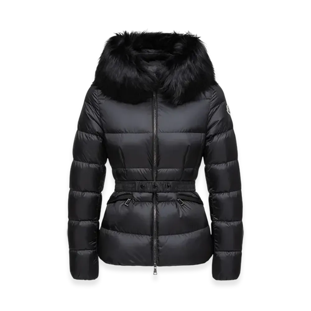 MONCLER Boed Hooded Shearling-Trimmed Short Down Jacket "Black"