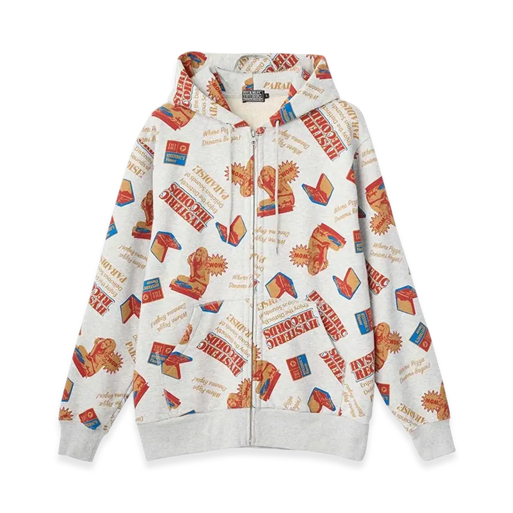 HYSTERIC GLAMOUR Hysteric Records Pattern Hoodie "Gray"