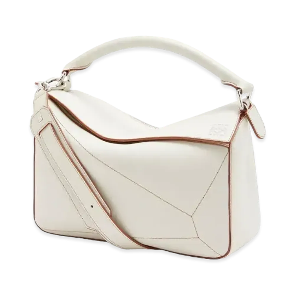 LOEWE Puzzle Soft Bag In Nappa Calfskin "Soft White"