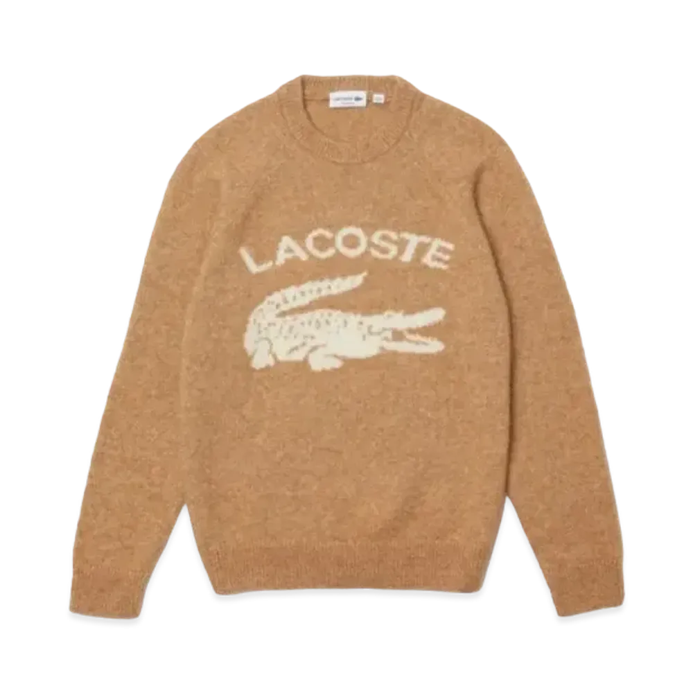 LACOSTE Graphic Crew Neck Sweater "Beige"