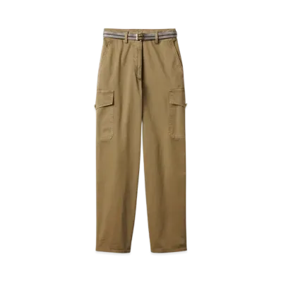 MIUMIU Women's Garment-Dyed Cotton Satin Pants "Olive"