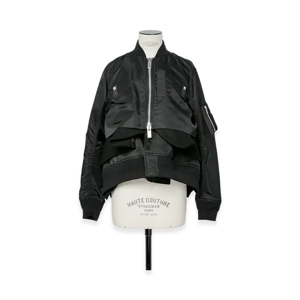 sacai Nylon Twill x Wool Melton Blouson "Black"