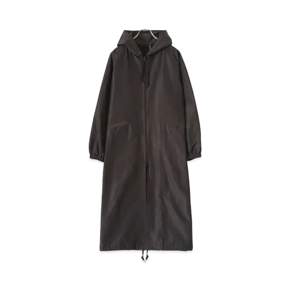 COMOLI Cotton Silk Hooded Long Coat "Brown"