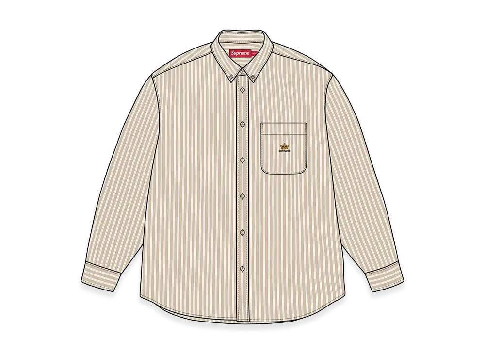 Supreme Loose Fit Flannel Oxford Shirt "Tan Stripe" (26FW)