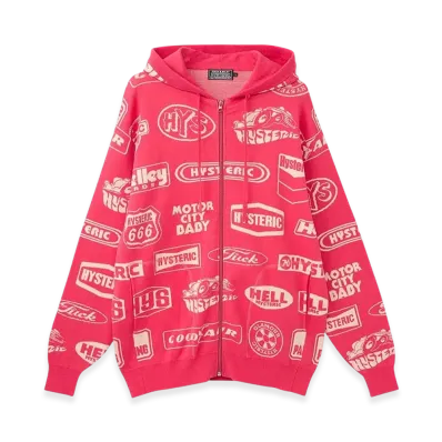 HYSTERIC GLAMOUR Classic Hys Pattern Hoodie "Pink"