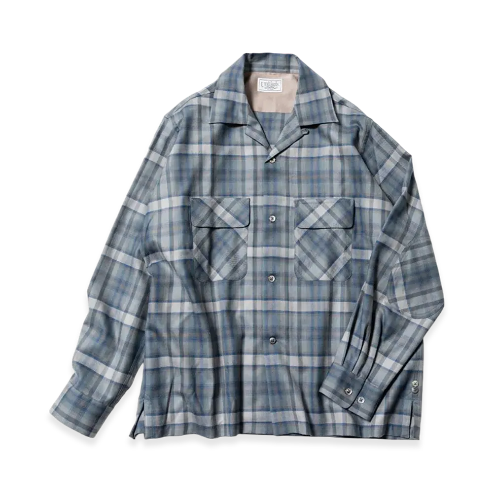 Unlikely 2P Sports Open L/S Shirts Wool Plaids "Blue Plaids"