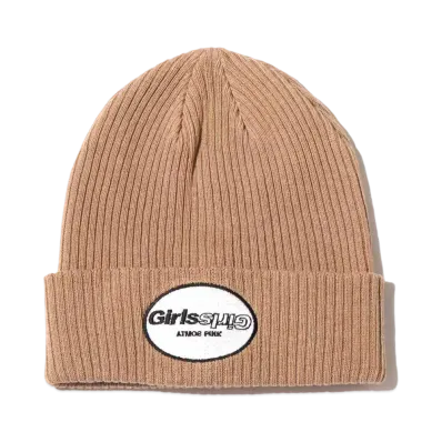 atmos Pink x Girls2 Logo Patch Knit Hat "Beige"