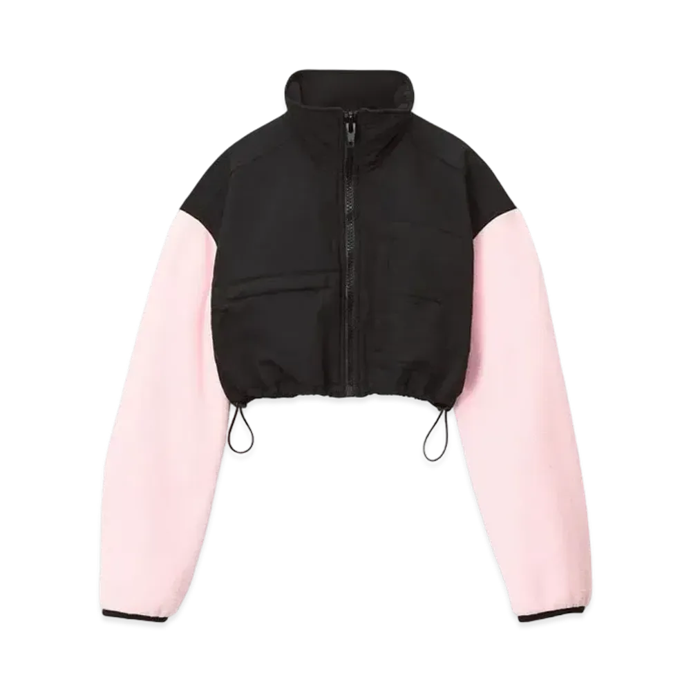 Alexander Wang Teddy Fleece Cropped Zip-Up Jacket "Light Pink"