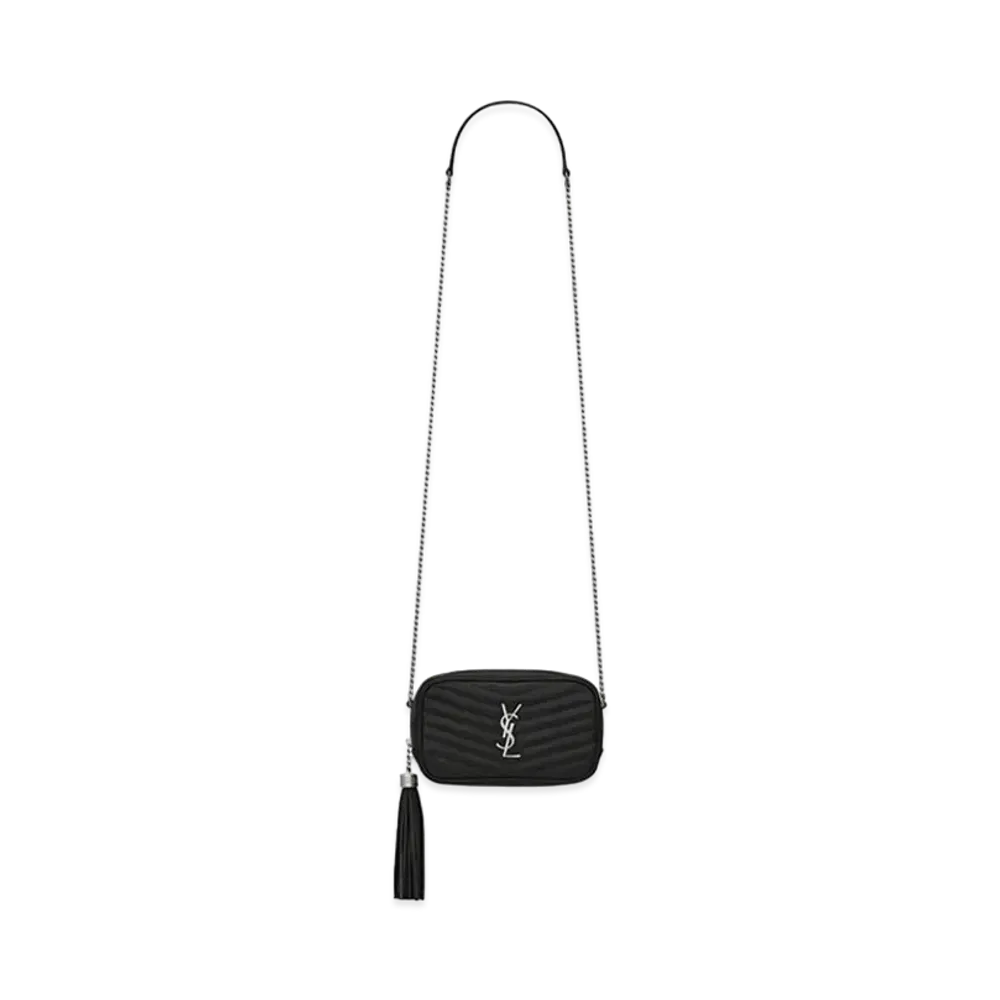 Saint Laurent Lou Mini Bag In Quilted Grain De Poudre Embossed Leather "Black"