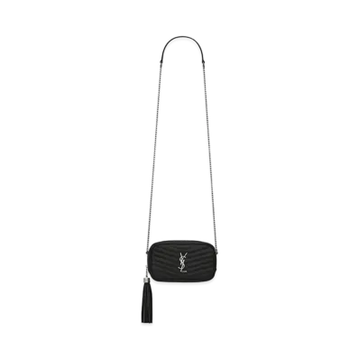 Saint Laurent Lou Mini Bag In Quilted Grain De Poudre Embossed Leather "Black"