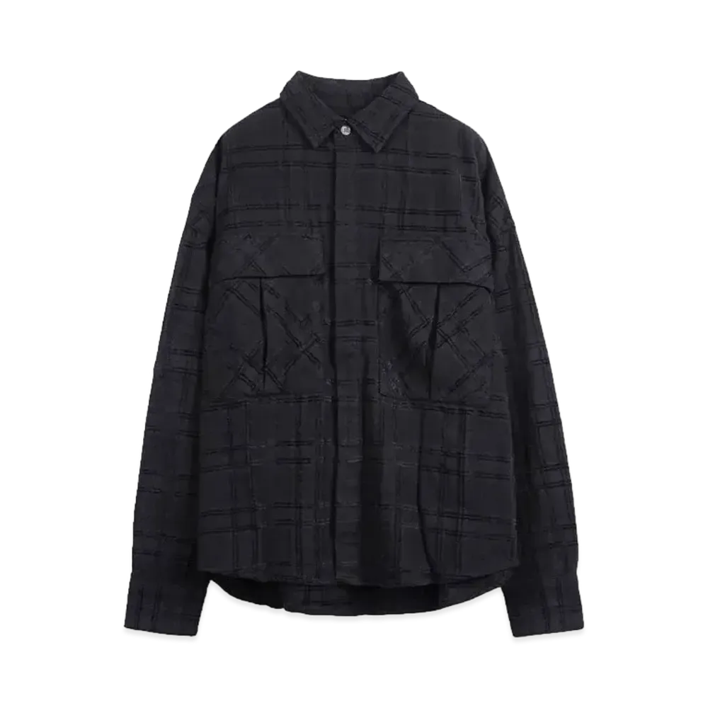 TAIN DOUBLE PUSH CHECK OVERDYE OUTSHIRTS "BLACK"