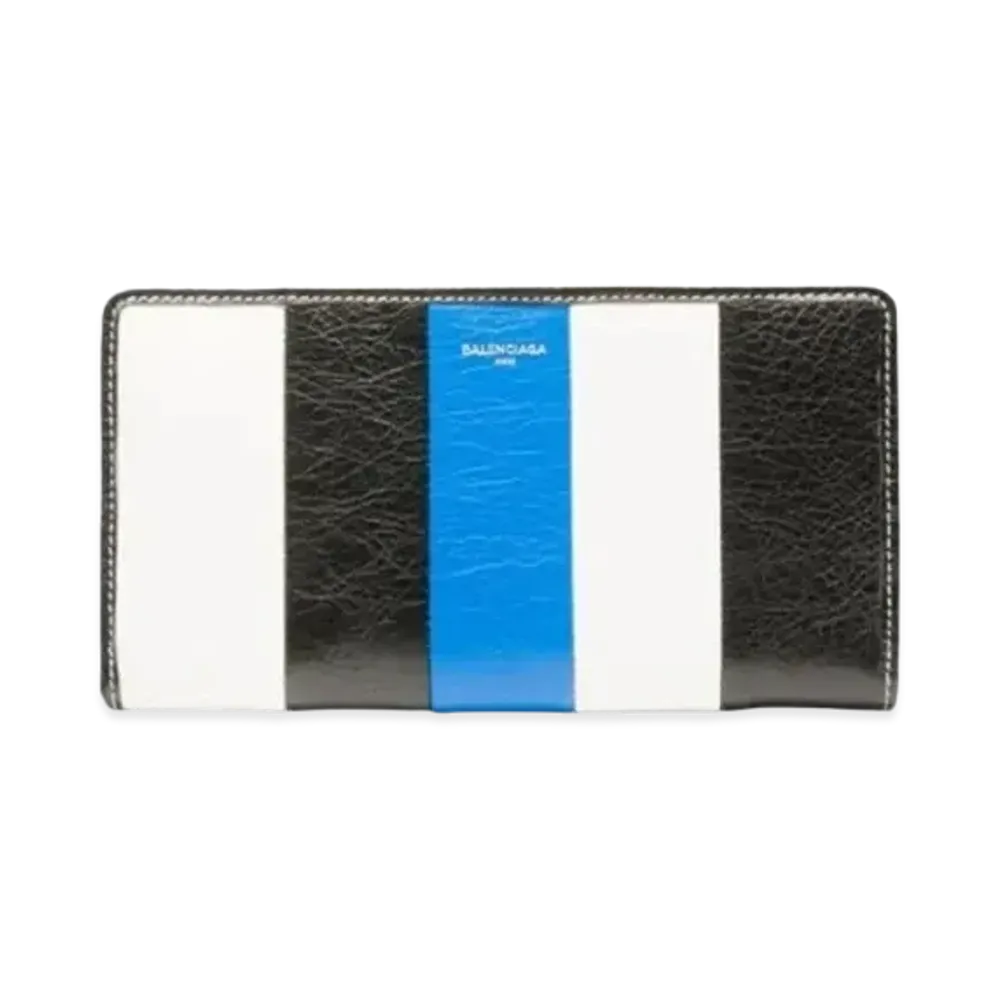 BALENCIAGA Bazar Continental Zipper Wallet "White/Black/Blue"