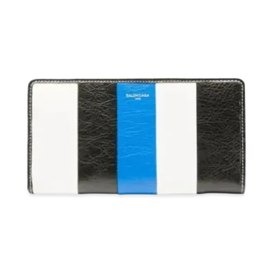 BALENCIAGA Bazar Continental Zipper Wallet "White/Black/Blue"