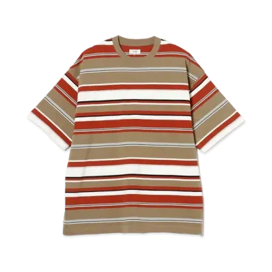 BEAMS Multi-border T-shirt "Camel"