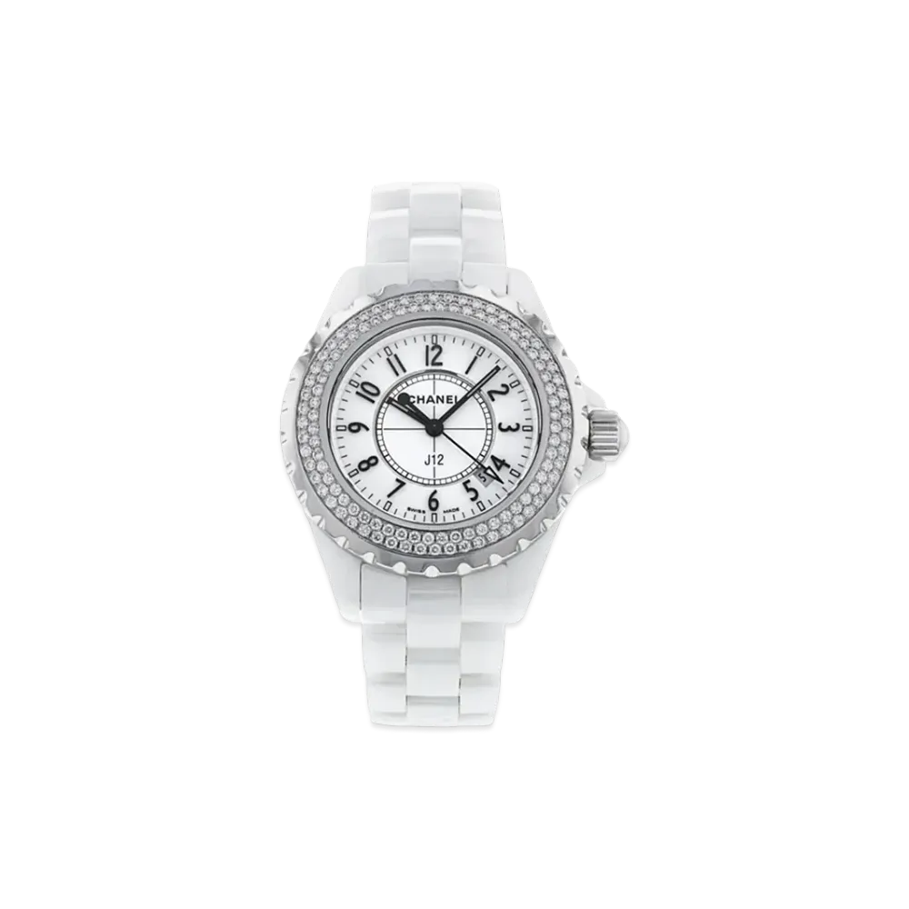 CHANEL J12 Ceramic 33mm Diamond Bezel "White"