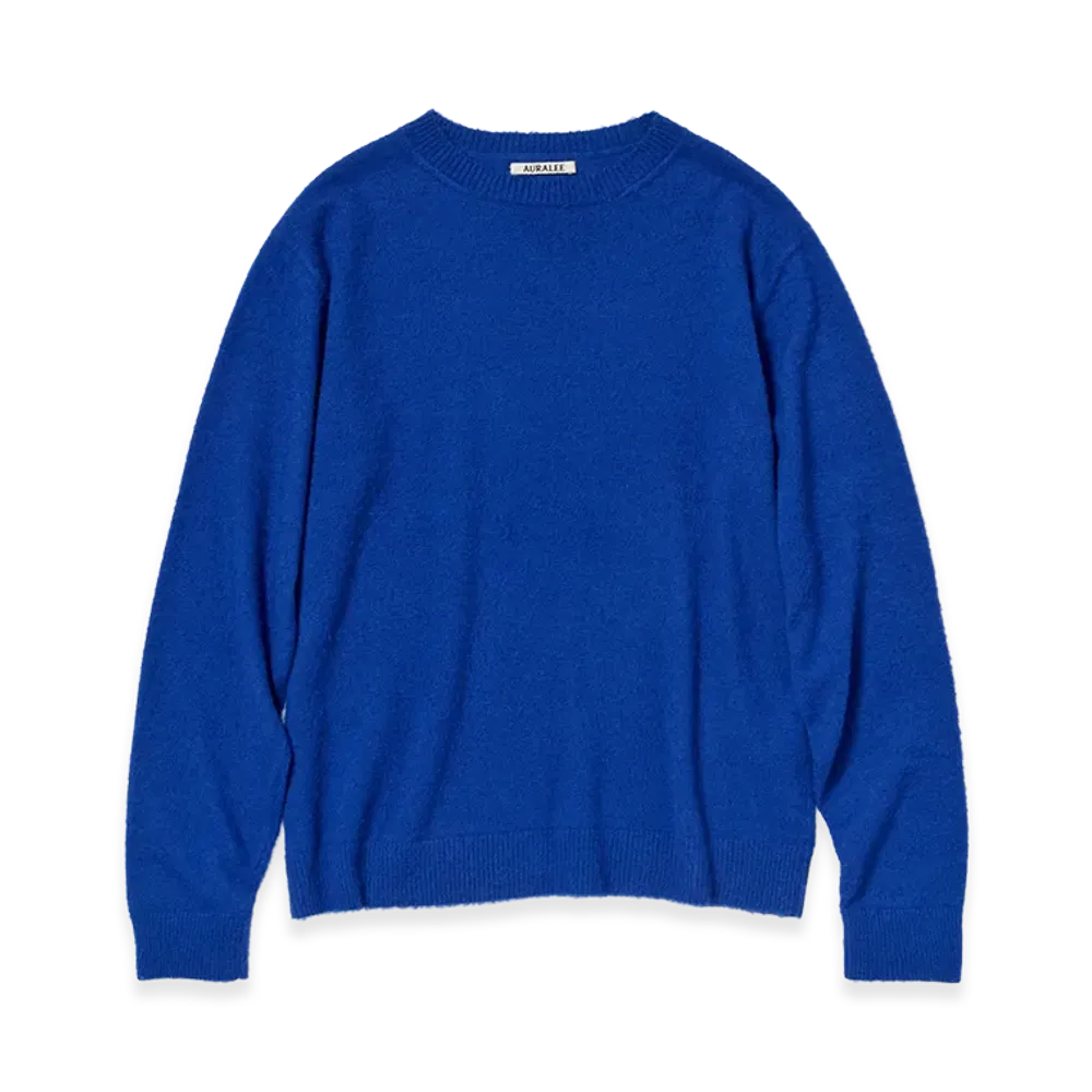 AURALEE Brushed Cashmere Cotton Knit P/O "Royal Blue"