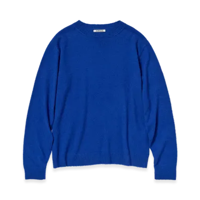 AURALEE Brushed Cashmere Cotton Knit P/O "Royal Blue"