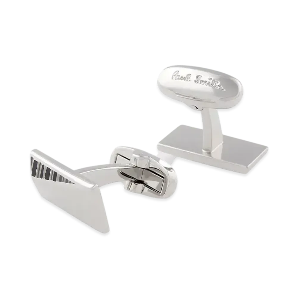 Paul Smith Diagonal Shadow Stripe Cufflinks "Silver"