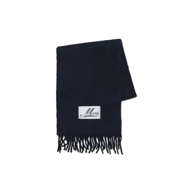 Marni Navy Brushed Alpaca Scarf With Fringes "Blue Black"