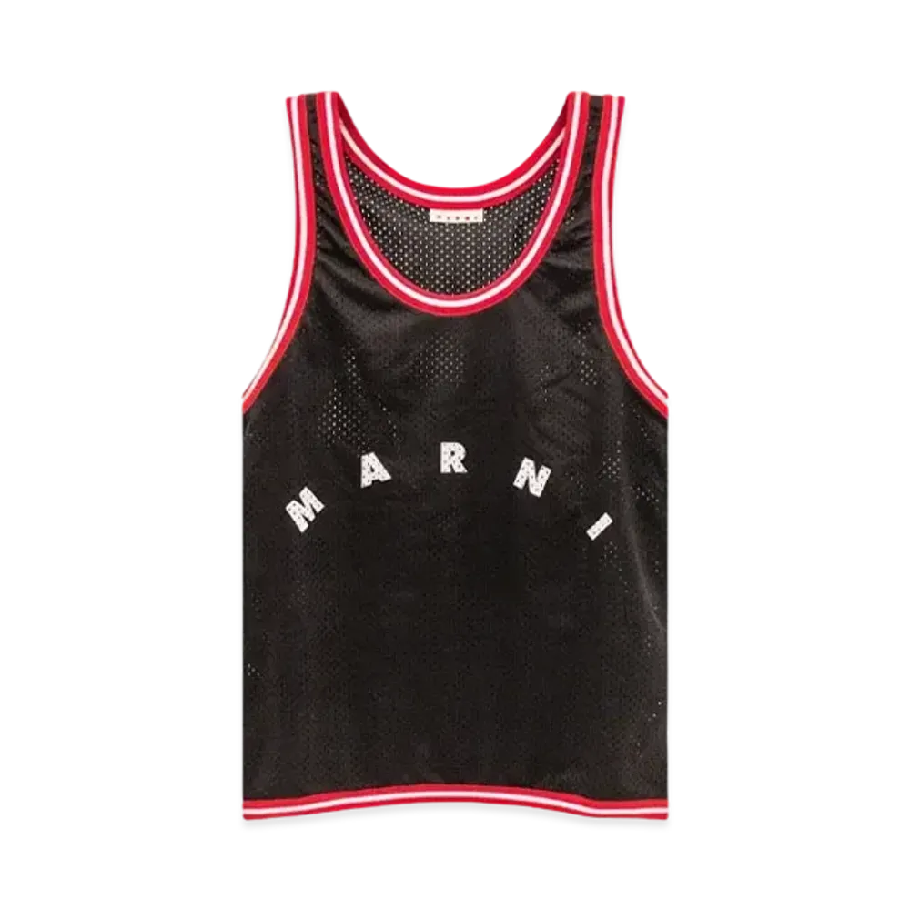 Marni Black Basket Tank Top Shopping Bag In Tech Fabric "Black"