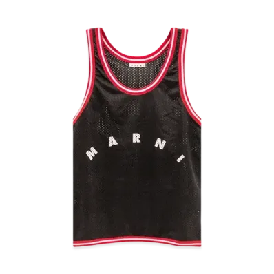 Marni Black Basket Tank Top Shopping Bag In Tech Fabric "Black"