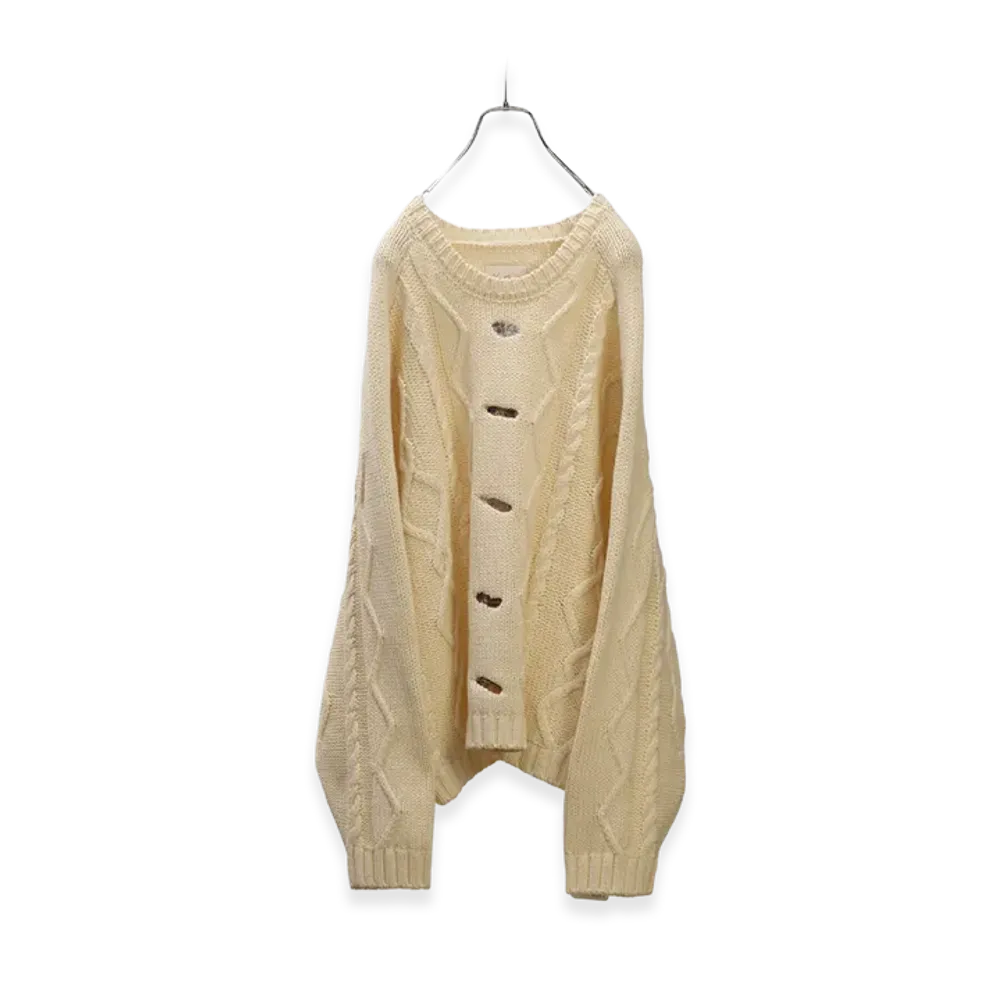 ANCELLM Embroidery Cable Stitch Knit "Off White"