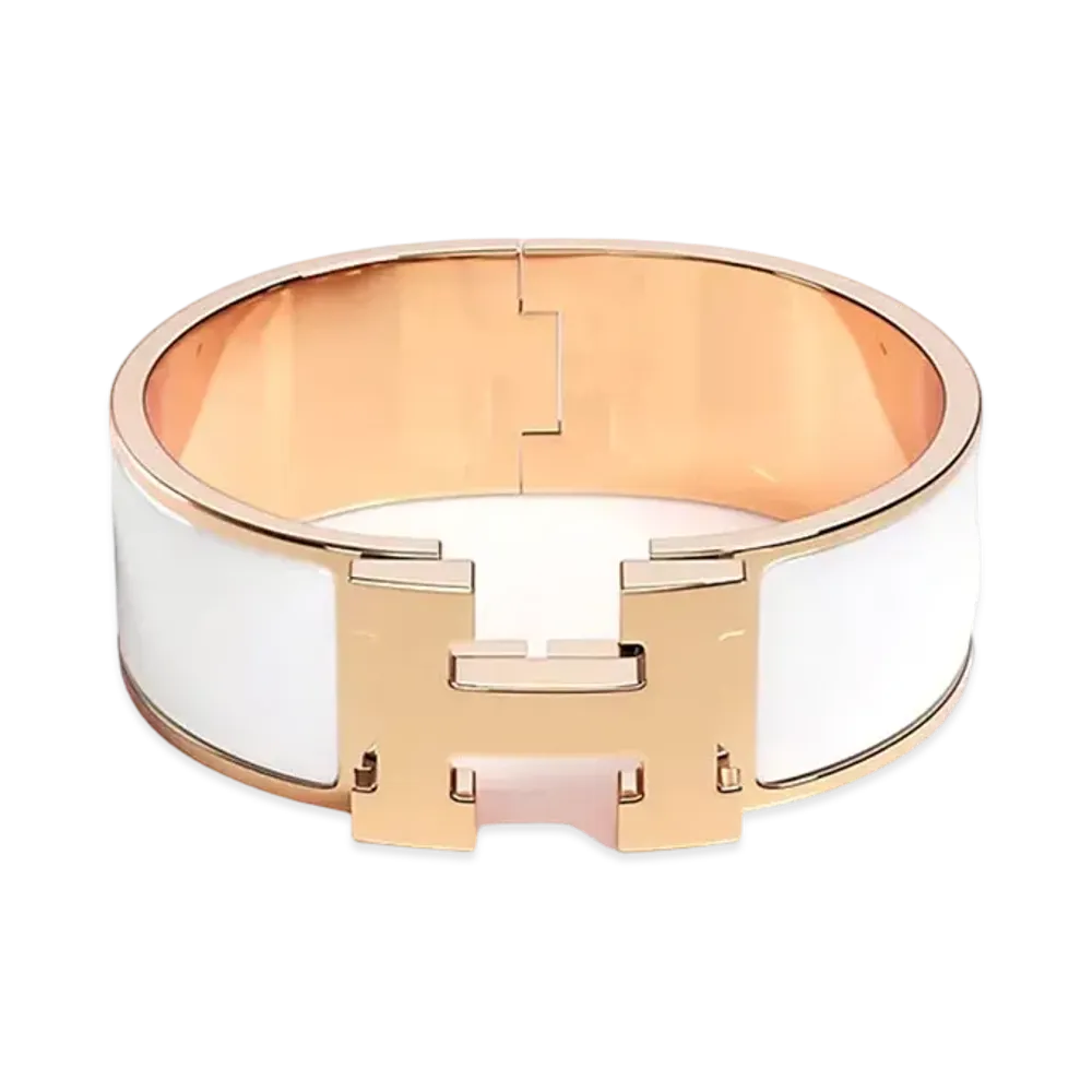 Hermes Clic Clac H Bracelet "White/Pink Gold"