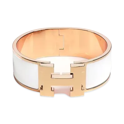 Hermes Clic Clac H Bracelet "White/Pink Gold"