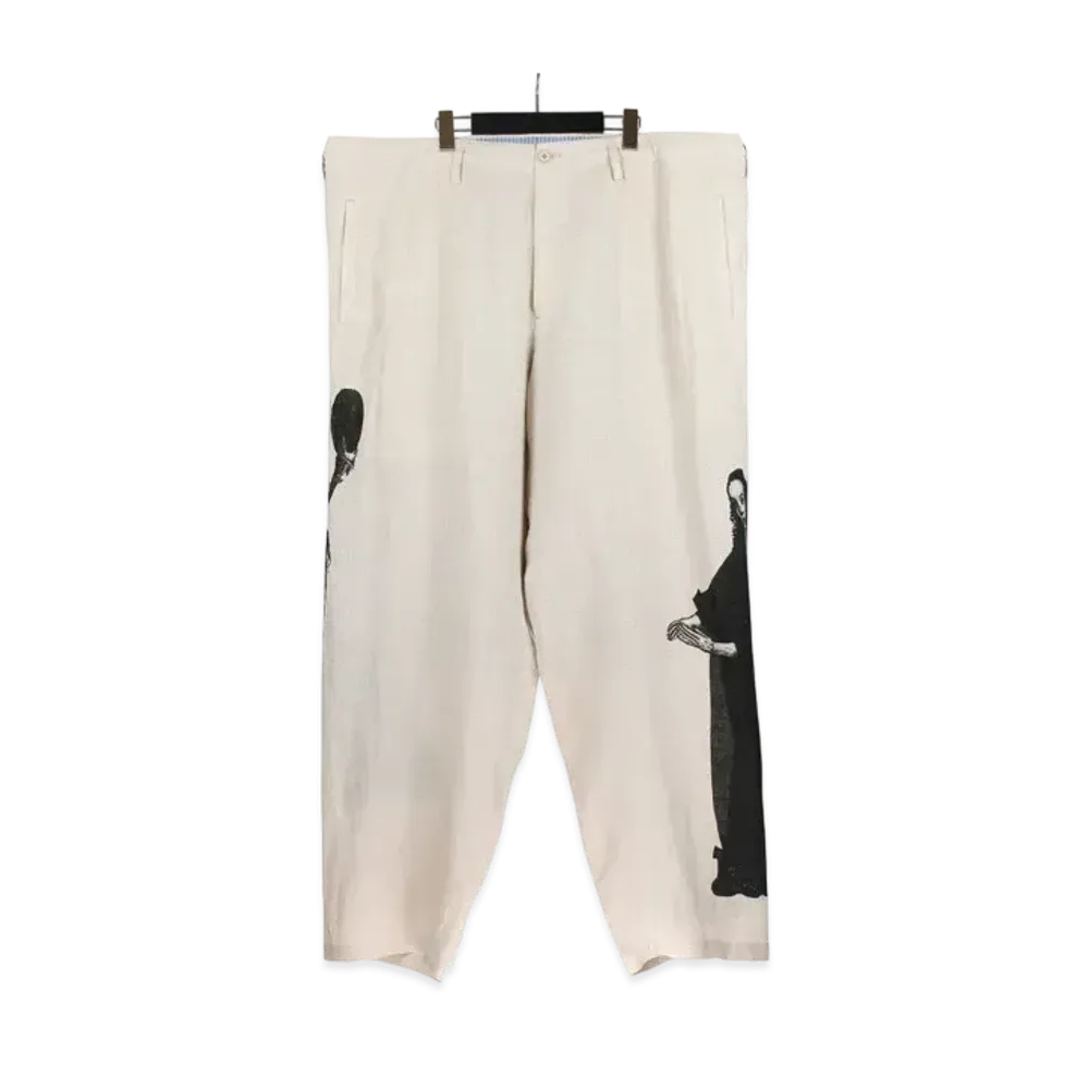 Yohji Yamamoto POUR HOMME Waist String Pants "WHT x BLK" HS-P33-805-1S24