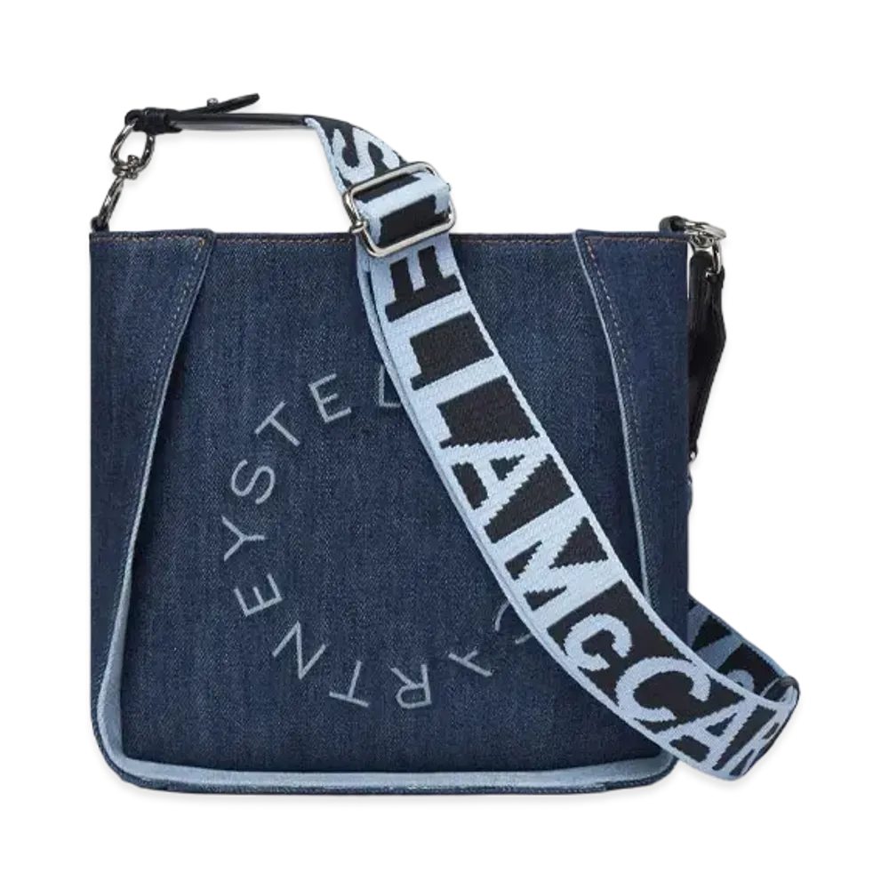 STELLA McCARTNEY Stellaro Eco Denim Shoulder Bag "Smokey Blue"