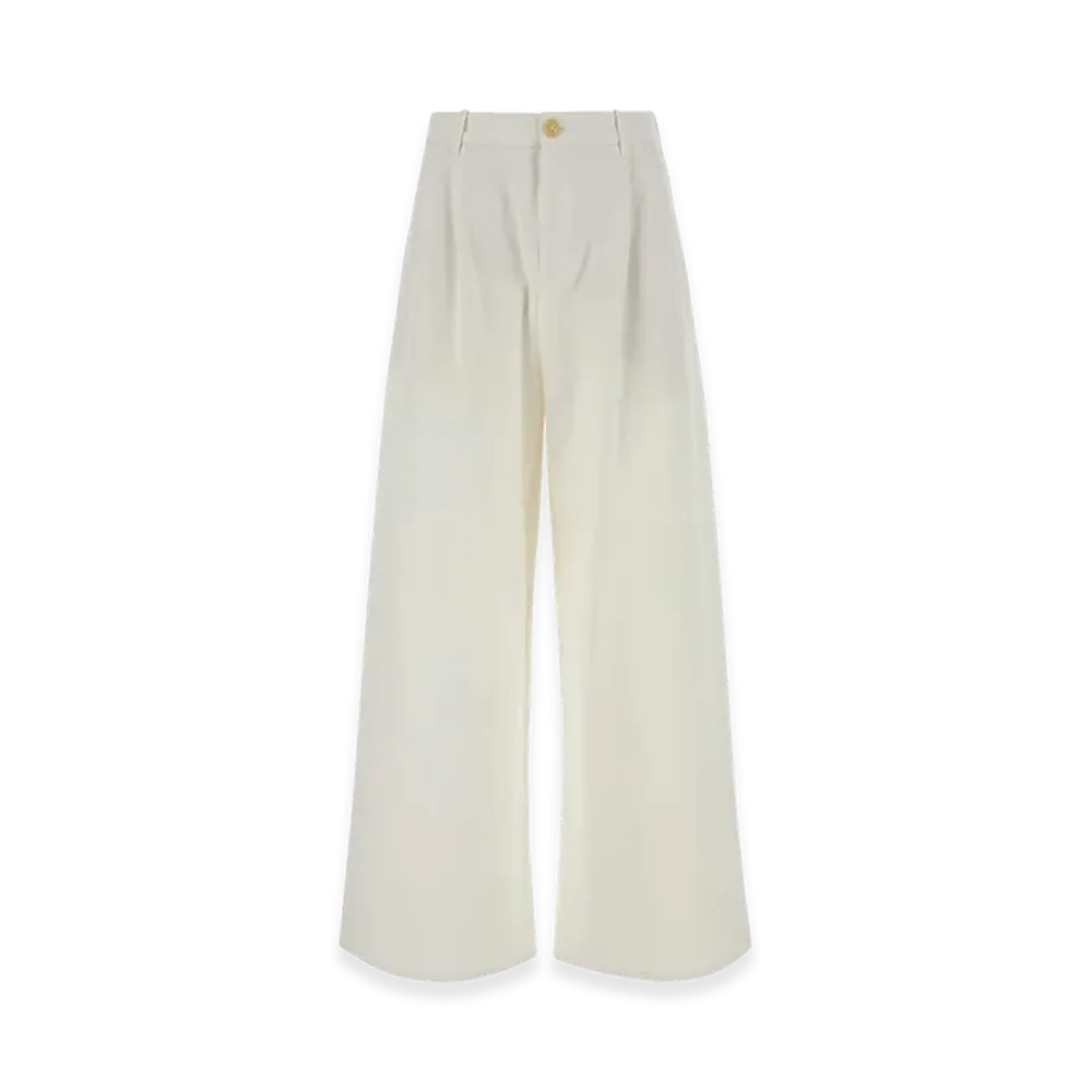 Jil Sander Women's Cotton Wide-Leg Pant "White"