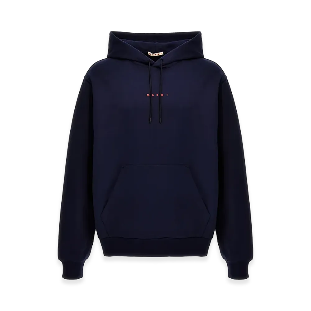 MARNI Logo Print Hoodie "Blue"