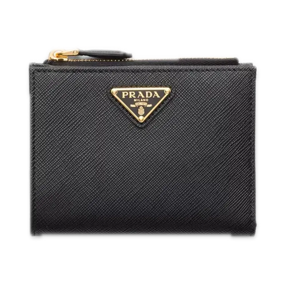 PRADA Saffiano Triangle Wallet "Black"