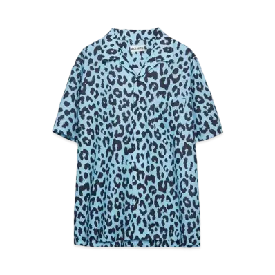 AUI NITE Leopard S/S shirt "BLUE"