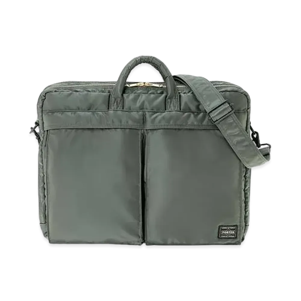 PORTER / TANKER 2way Document Bag W Zip "Sage Green"