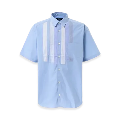 COMME des GARCONS HOMME Mix-Patchworked Cotton Shirts "Sax Blue"