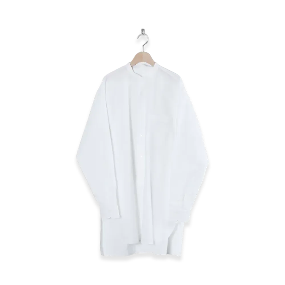 COMOLI Band Collar Shirt "White"