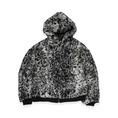 THUG CLUB Leopard Fur Jacket "White"