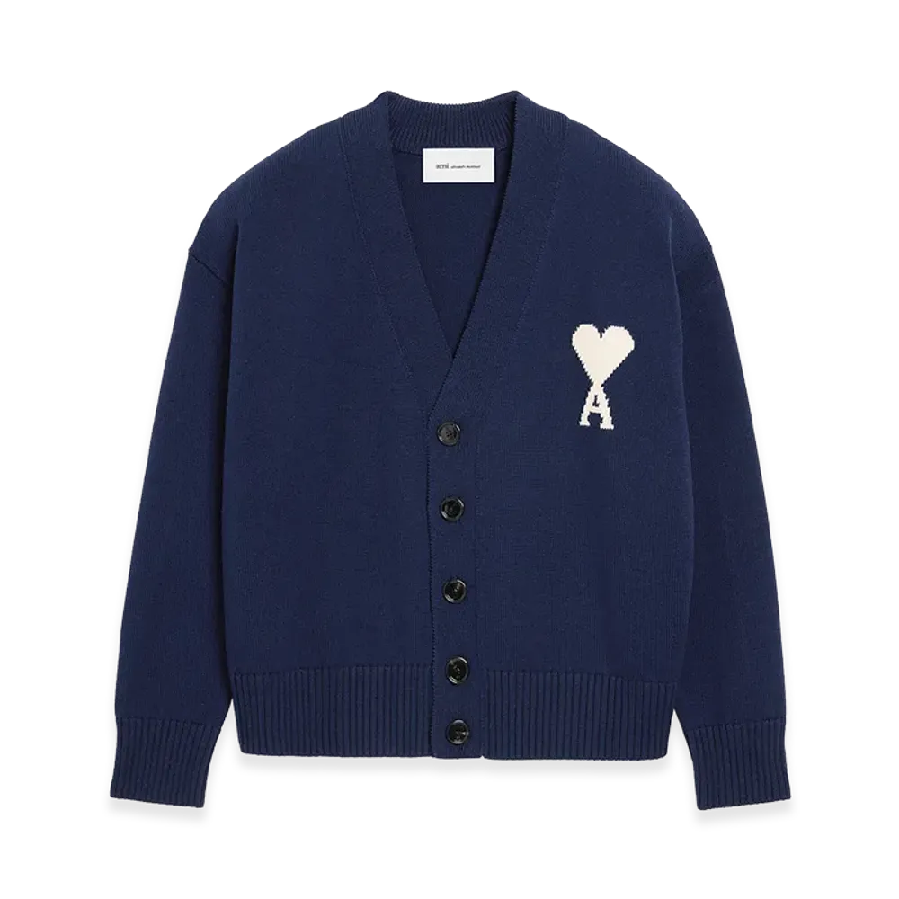 AMI PARIS Wool Ami De Coeur Cardigan "Blue"
