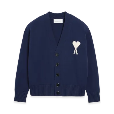 AMI PARIS Wool Ami De Coeur Cardigan "Blue"