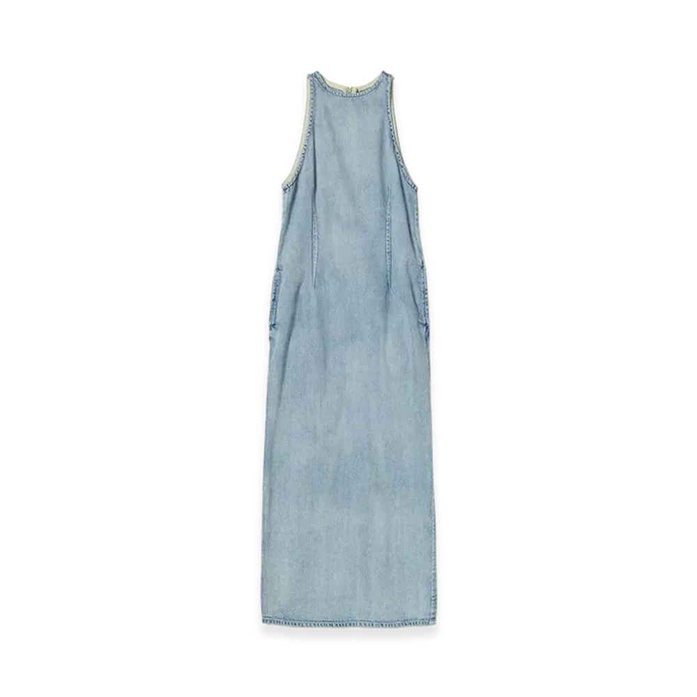 AURALEE Women's Faded Selvedge Light Denim Dress "Light Indigo"