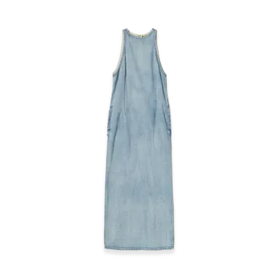AURALEE Women's Faded Selvedge Light Denim Dress "Light Indigo"