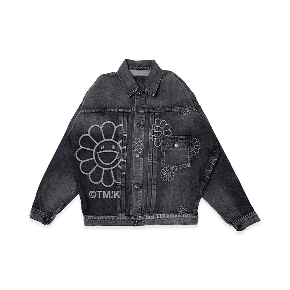 Takashi Murakami Flowers Jacquard Denim Jacket "Black"