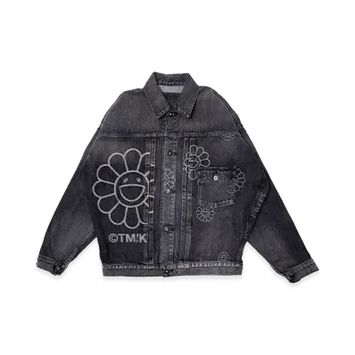 Takashi Murakami Flowers Jacquard Denim Jacket "Black"